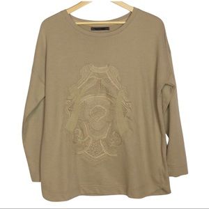 Sferra • Tan Embroidered Pullover Sweater